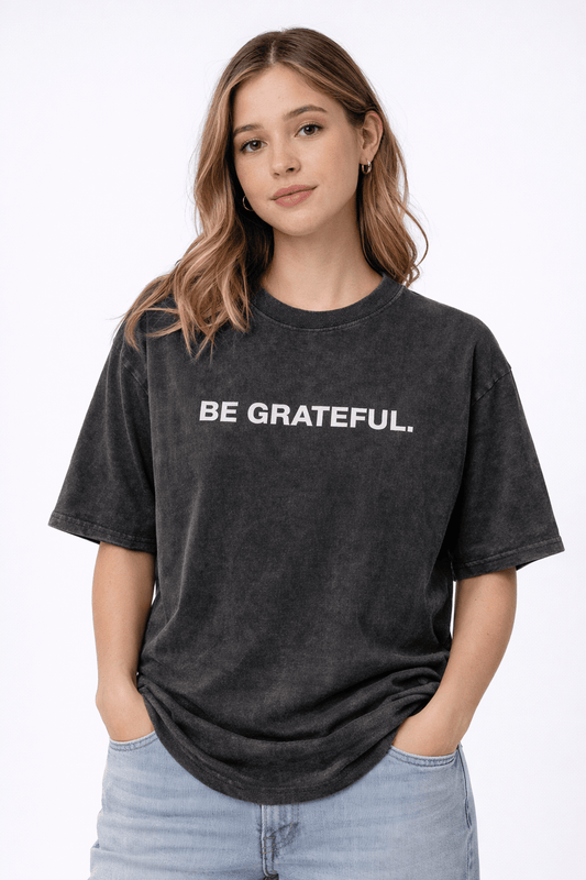 Be Grateful Tee — Acid Black - GENESIAH