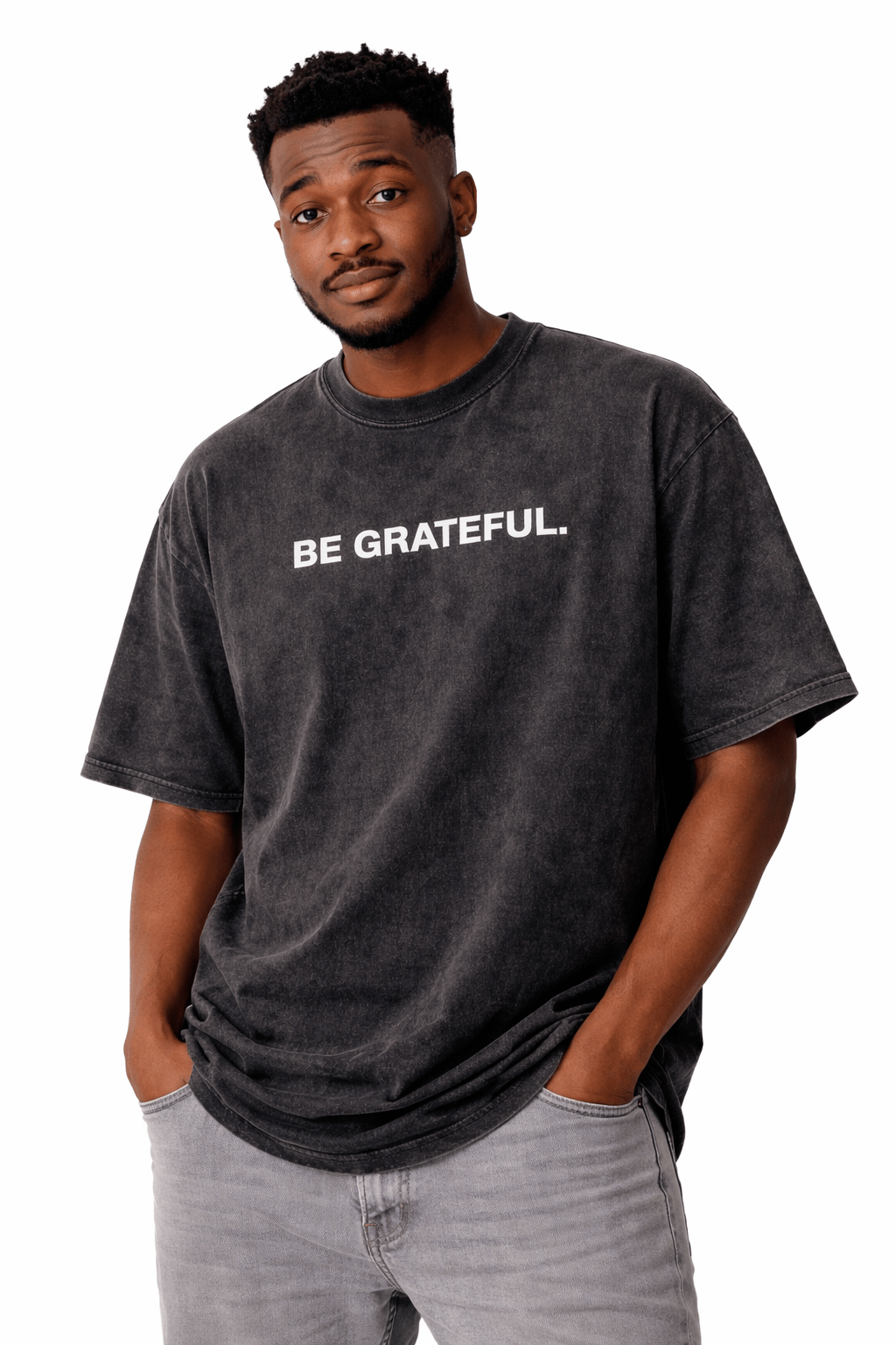 Be Grateful Tee — Acid Black - GENESIAH