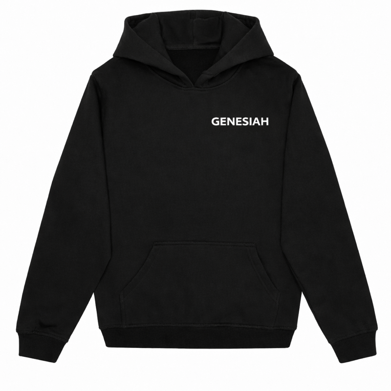 Genesiah wordmark Christian hoodie black midweight