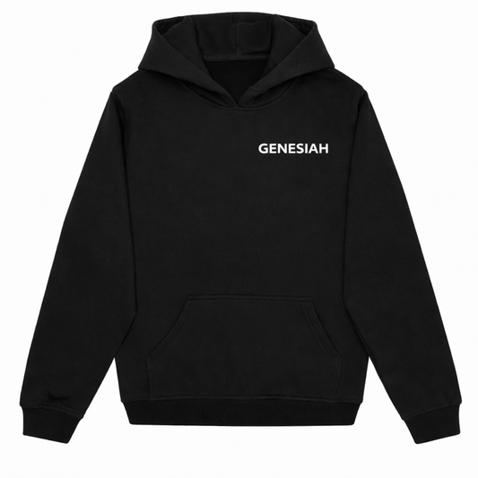 Genesiah wordmark Christian hoodie black midweight